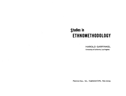 Studies in Ethnomethodology