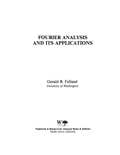 Fourier Analysis and Its Applications