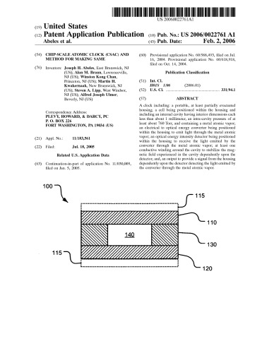 Smallest , Nano , Chip Scale Atomic Clock  (CSAC)  and Method for Making The Same - Horology