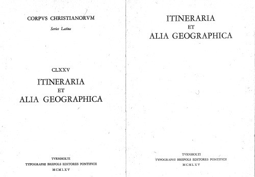 Itineraria et alia geographica  ISBN: 978-2-503-01751-8