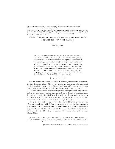 Computational Analysis of Human Thinking Processes (Invited Paper)