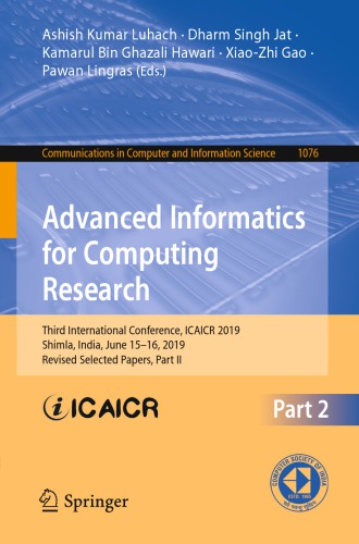 Advanced Informatics for Computing Research: Third International Conference, ICAICR 2019, Shimla, India, June 15–16, 2019, Revised Selected Papers, Part II