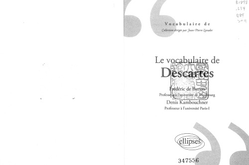 Le Vocabulaire de Descartes