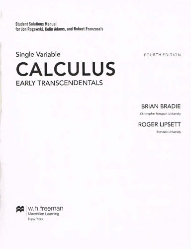 Student Solutions Manual for Calculus Early Transcendentals (Single Variable)