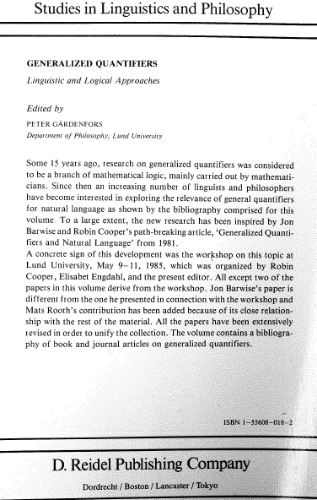 Generalized Quantifiers: Linguistic and Logical Approaches