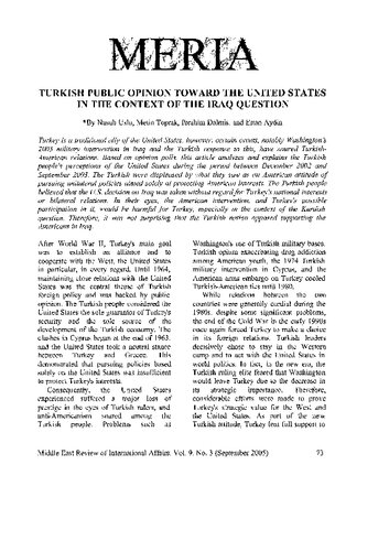 Turkish opinion toward united states of america