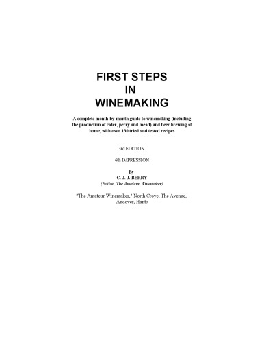First Steps In Winemaking