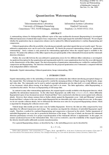 Quantization Watermarking