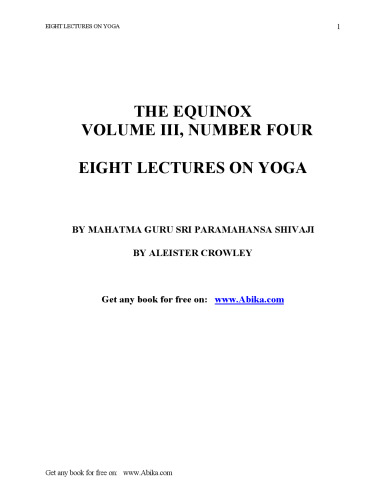 Eight Lectures on Yoga