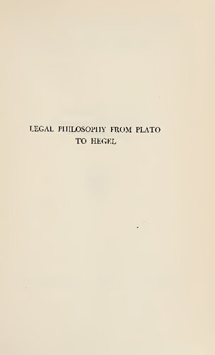 Legal Philosophy from Plato to Hegel