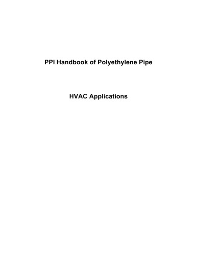 Handbook Of Polyethylene Pipe Hvac Applications