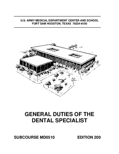 General Duties of the Dental Specialist MD0510