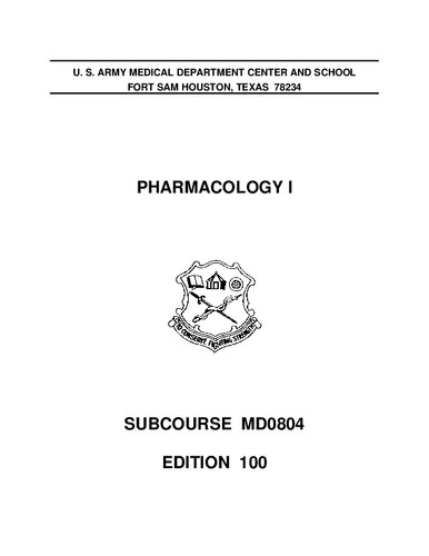 Pharmacology I MD0804
