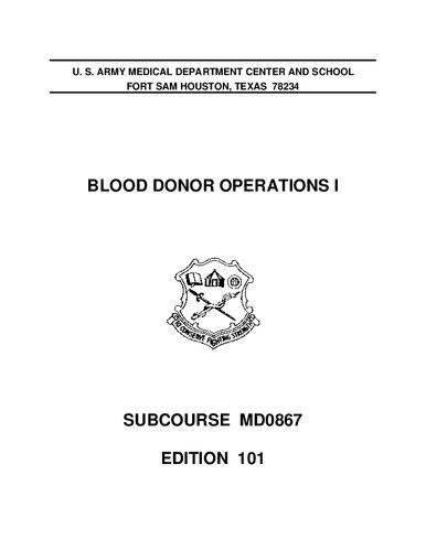 Blood Donor Operations I MD0867