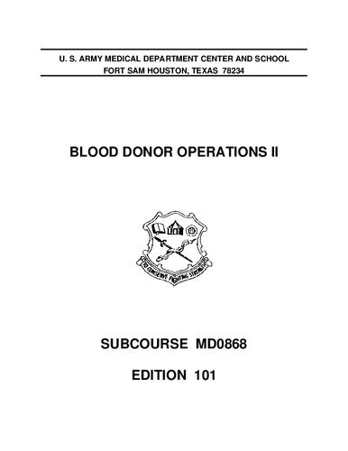 Blood Donor Operations II MD0868