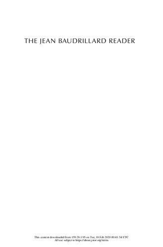The Jean Baudrillard Reader