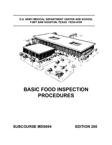 Basic Food Inspection Procedures MD0694
