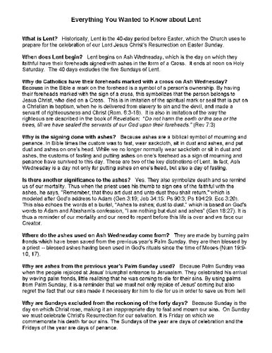 Everything You Wanted to Know about Lent ; 40-day period before Easter