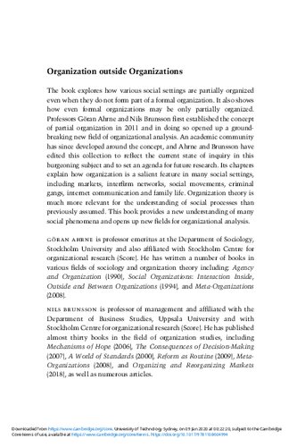 Organization outside organizations: the abundance of partial organization in social life