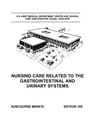 Nursing Care Related to the Gastrointestinal and Urinary Systems MD0918