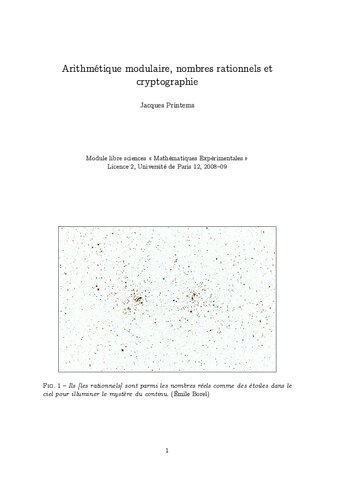 Arithmétique modulaire, nombres rationnels et cryptographie