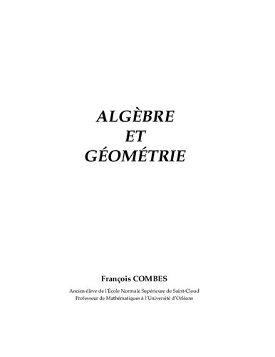 Algèbre et Géométrie