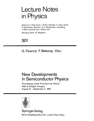 New developments in semiconductor physics