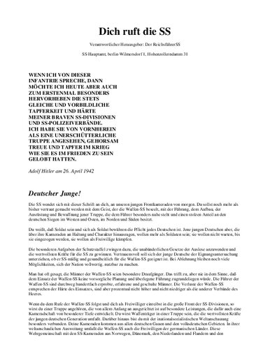 Dich ruft die SS