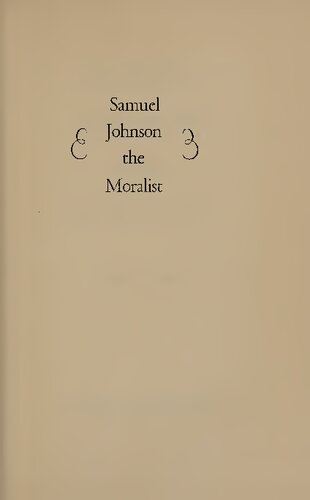 Samuel Johnson The Moralist