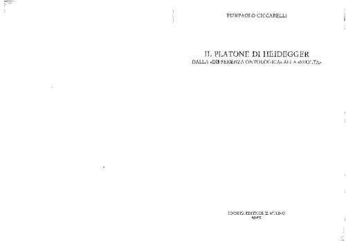 Il Platone di Heidegger. dalla 