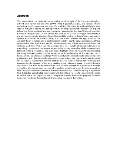 The Critical Spirit: The Pessimistic Heterodoxy of Simone Weil