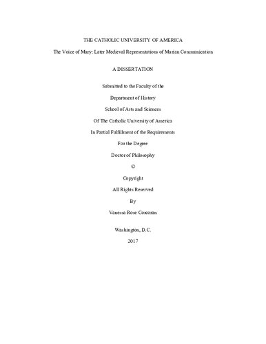 The Voice of Mary: Later Medieval Representations of Marian Communication