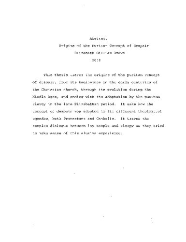 Origins of the puritan concept of despair