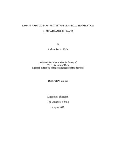 Pagans and Puritans: Protestant Classical Translation in Renaissance England