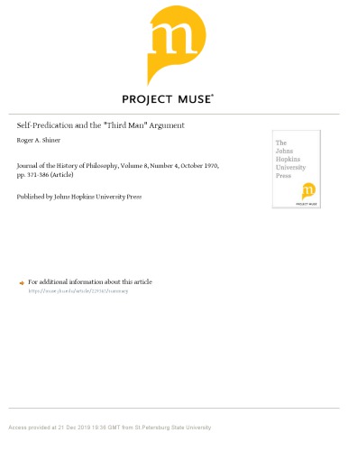 Journal of the History of Philosophy, Volume 8, Number 4, October 1970