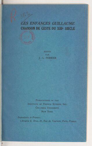 Les Enfances Guillaume : chanson de geste du 13e siècle