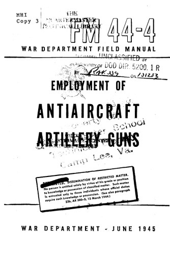 Employment of antiaircraft artillery guns