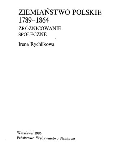 Ziemiaństwo polskie 1789-1864: zróżnicowanie społeczne