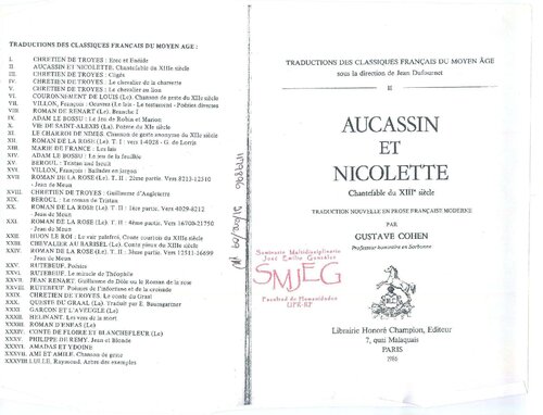 Aucassin et Nicolette, chantefable du XIIIe siècle : Traduction nouvelle en prose française moderne