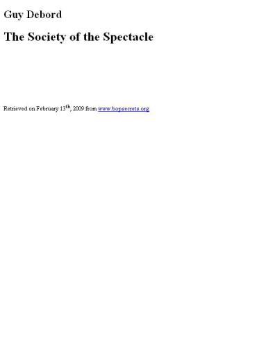 The Society of the Spectacle
