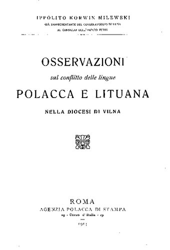 Osservazioni sul conflitto delle lingue polacca e lituana nella diocesi di Vilna