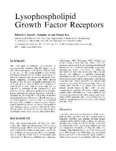 Lysophospholipid Growth Factor Receptors