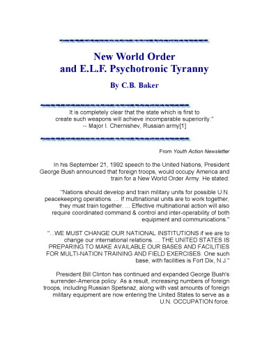 New World Order and E.L.F Psychotronic Tyranny