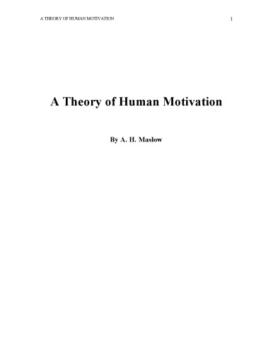 A Theory of Human Motivation