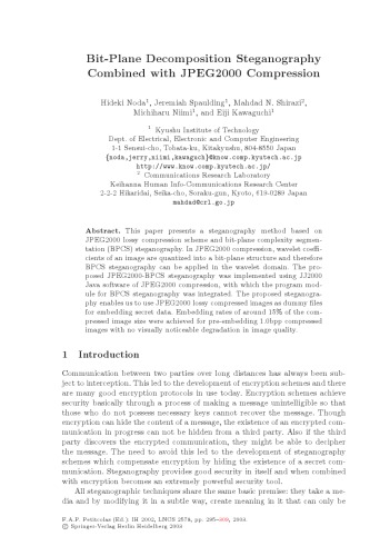 Bit-Plane Decomposition Steganography Combined with JPEG2000 Compression