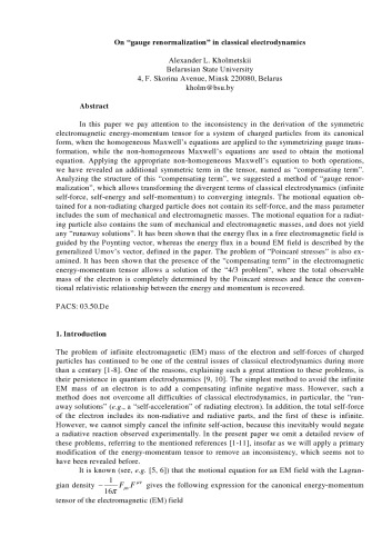 On gauge renormalization in classical electrodynamics