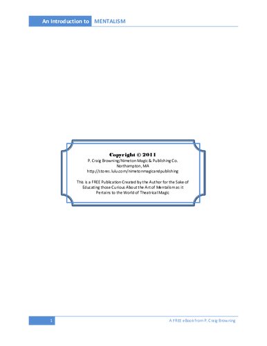 An Introduction to Mentalism