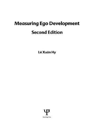 Measuring Ego Development (Lea Series in Personality and Clinical Psychology)