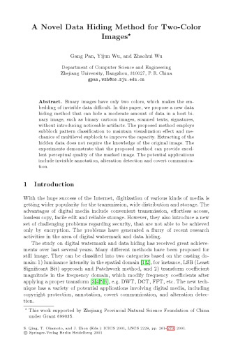 A Novel Data Hiding Method for Two-Color Images