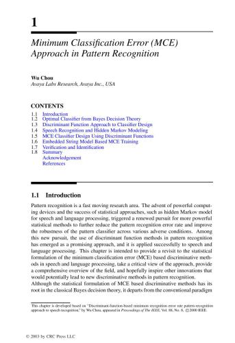 Pattern recognition in speech and language processing